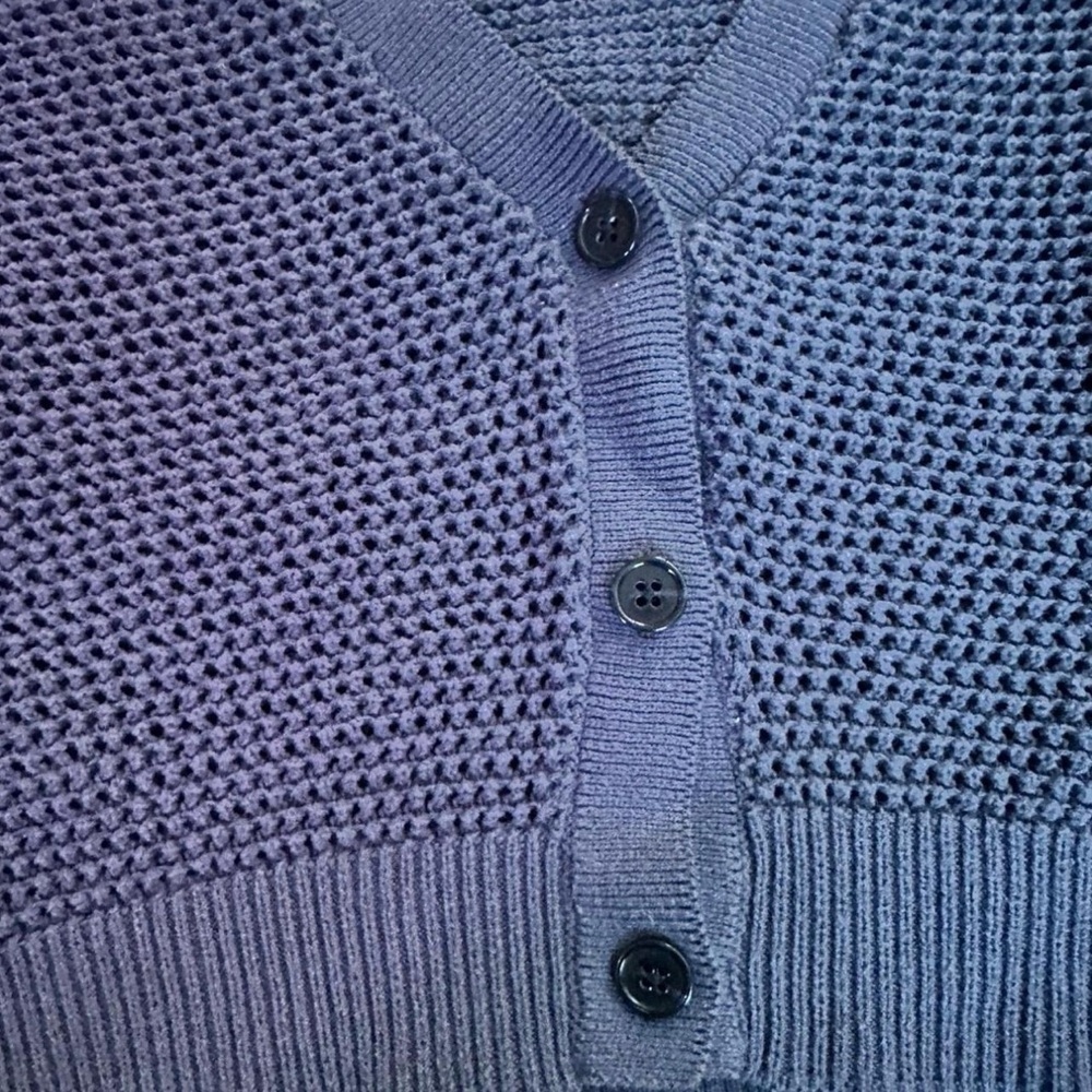 Elizabeth and James Blue knit Cotton Cropped Cardigan Sweater Button size Medium - Picture 5 of 8